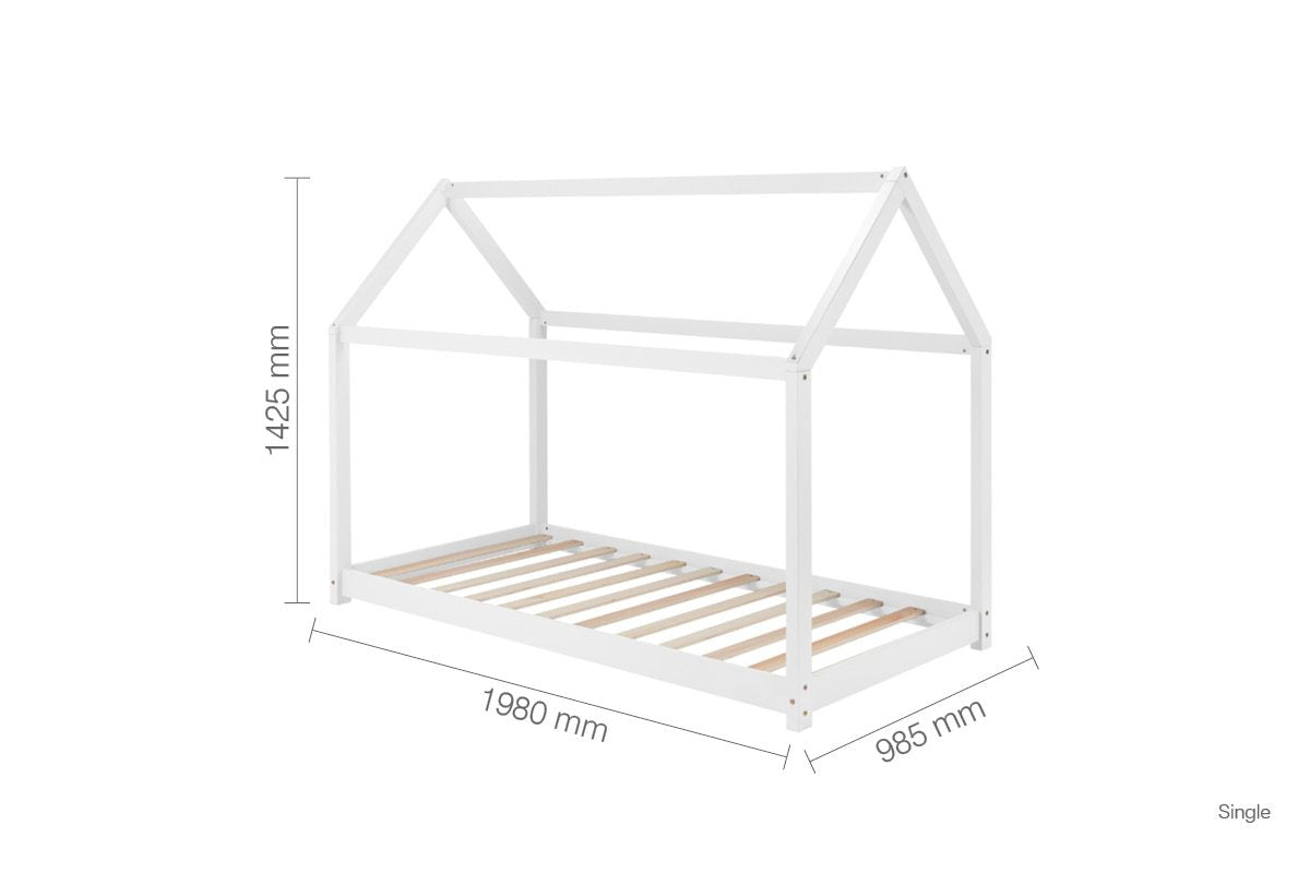 House Single Bed White + Single Air Mattress