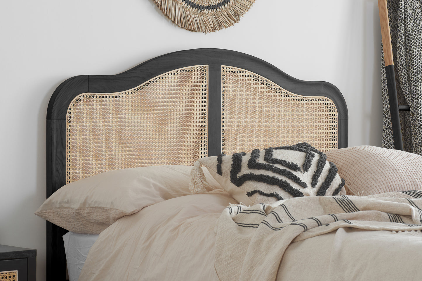 Leonie Black Rattan Super King Bed