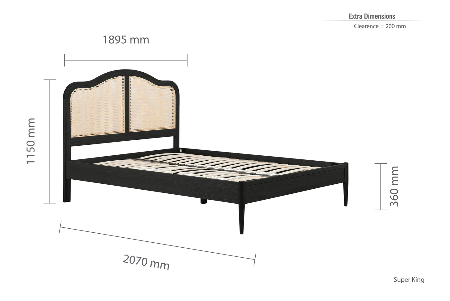 Leonie Black Rattan Super King Bed