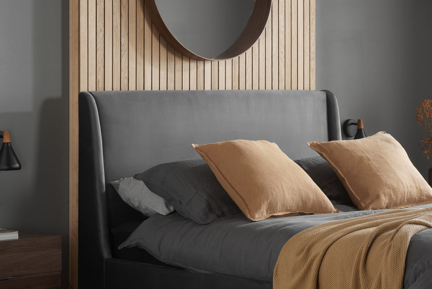 Launceston Grey Fabric Double Bed