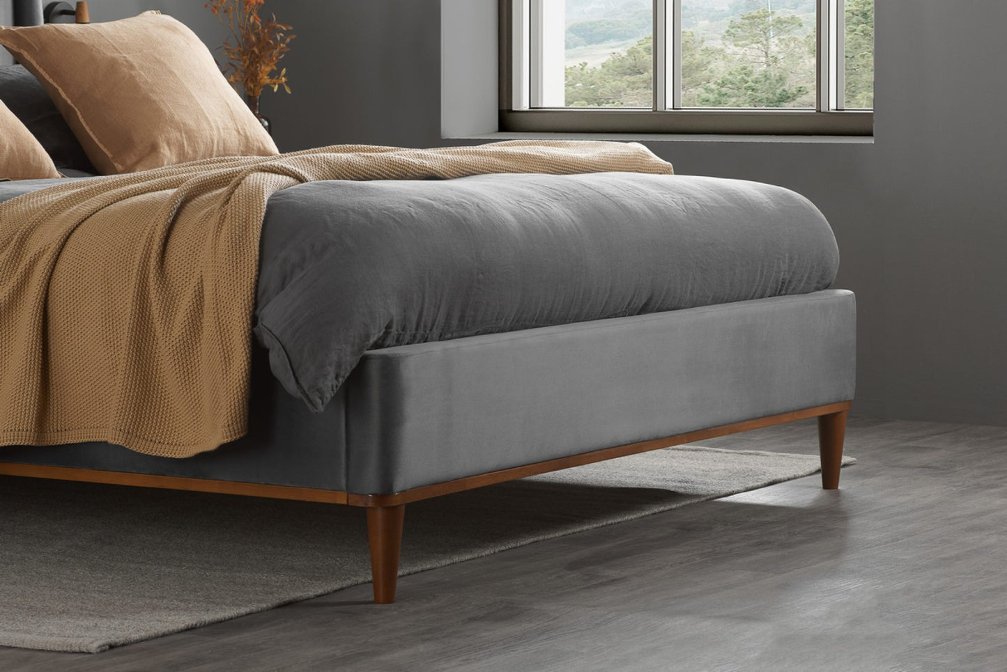 Launceston Grey Fabric Double Bed