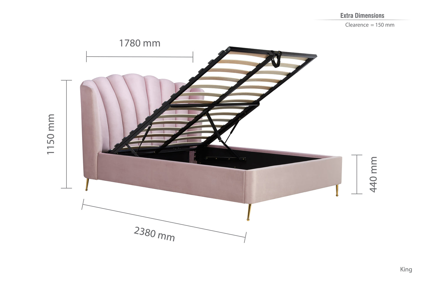 Lottie Pink Ottoman King Bed