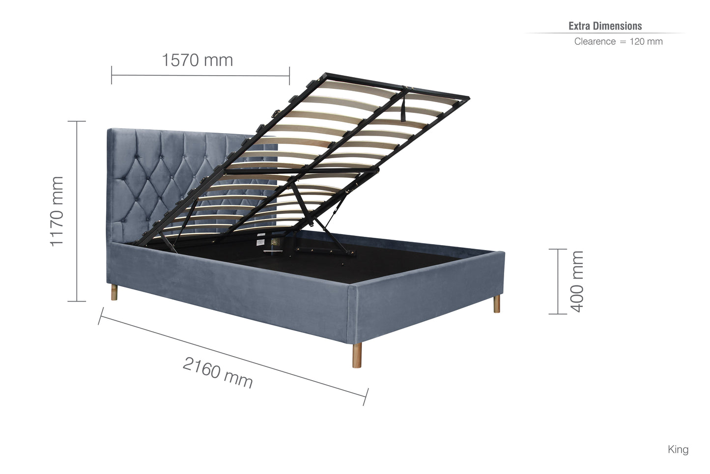 Loxley Grey Ottoman King Bed