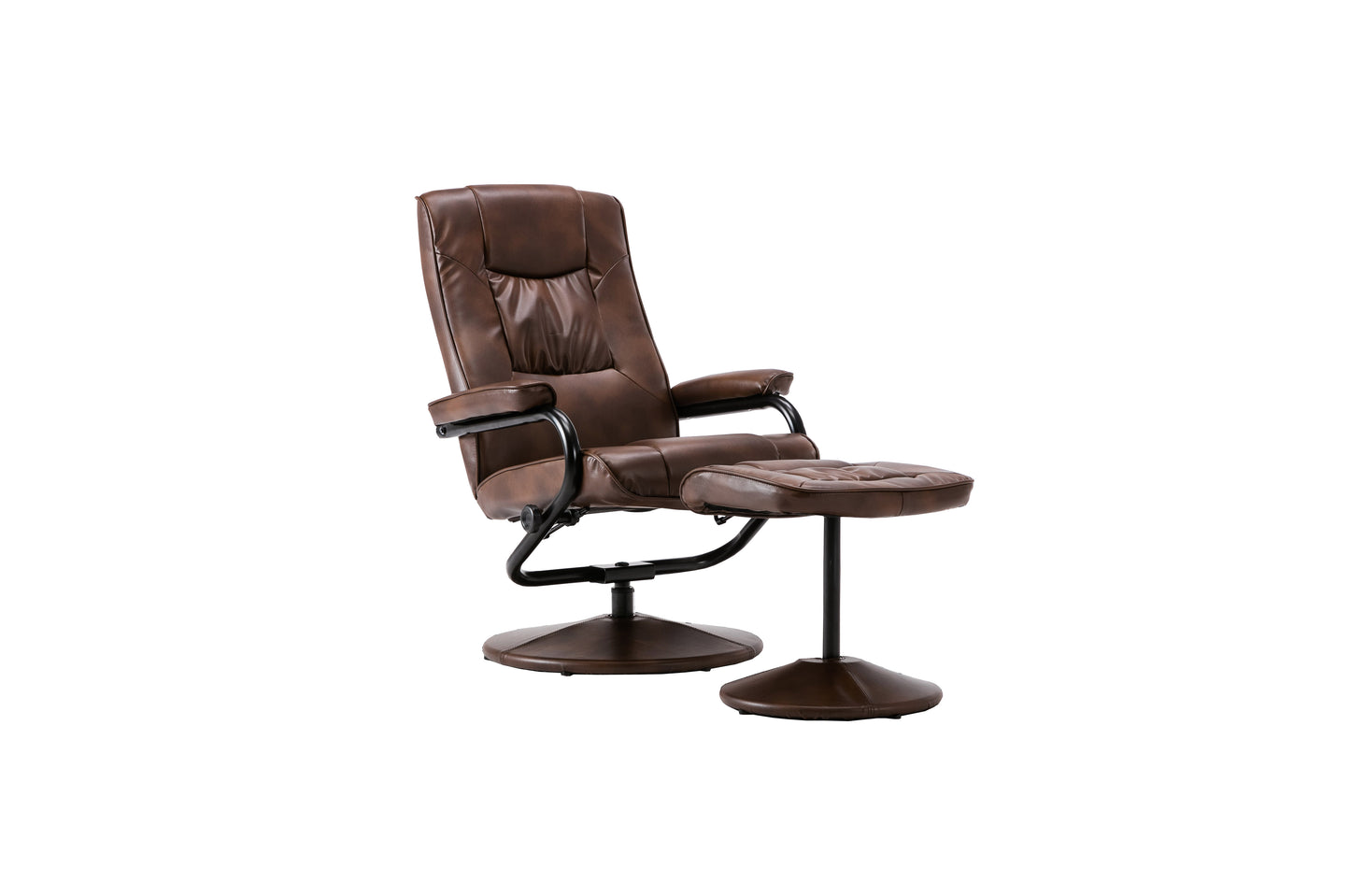 Marazion Brown Leather Swivel Chair & Footstool