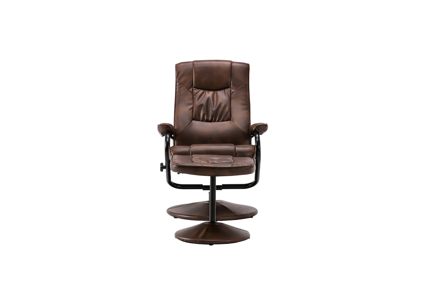 Marazion Brown Leather Swivel Chair & Footstool