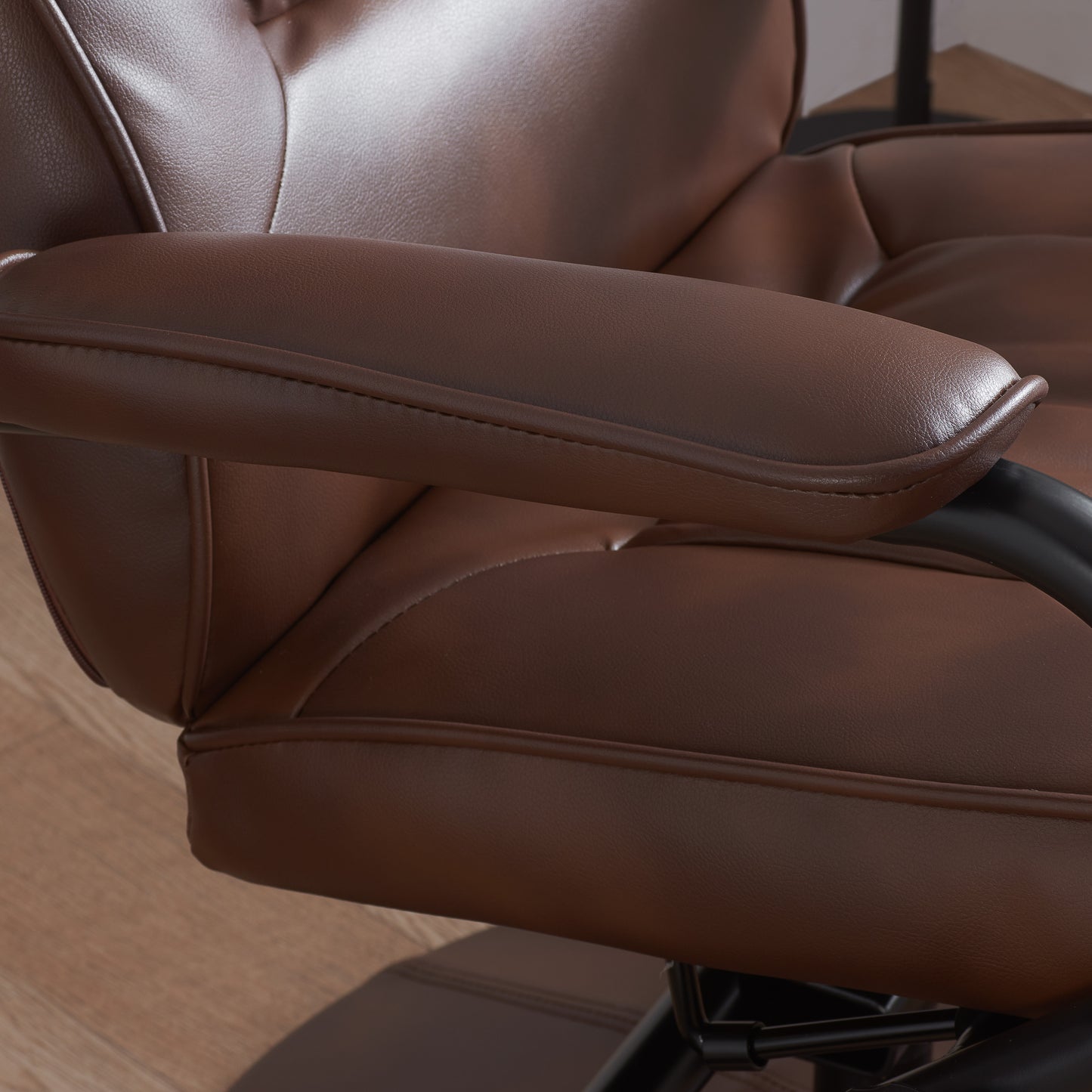 Marazion Brown Leather Swivel Chair & Footstool