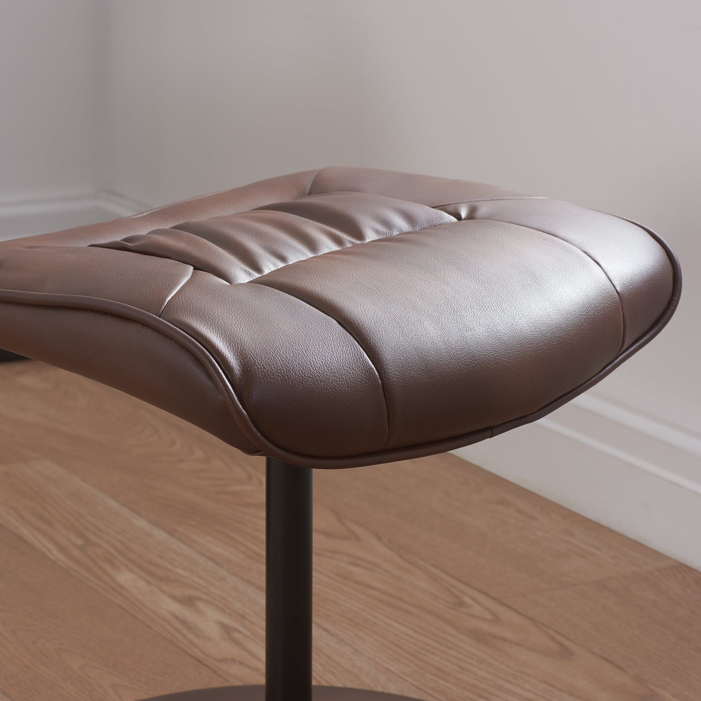 Marazion Brown Leather Swivel Chair & Footstool