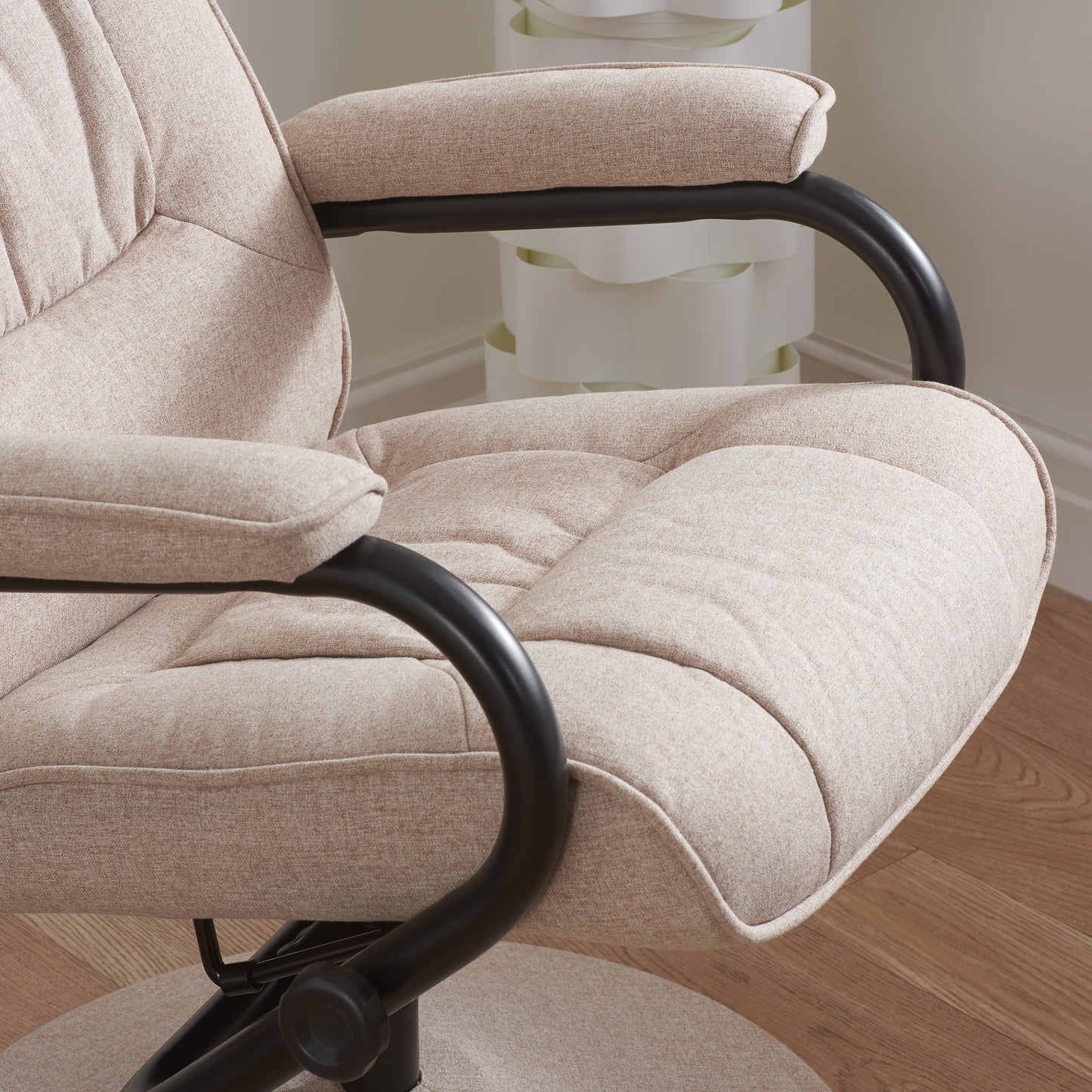 Marazion Wheat Fabric Swivel Chair & Footstool