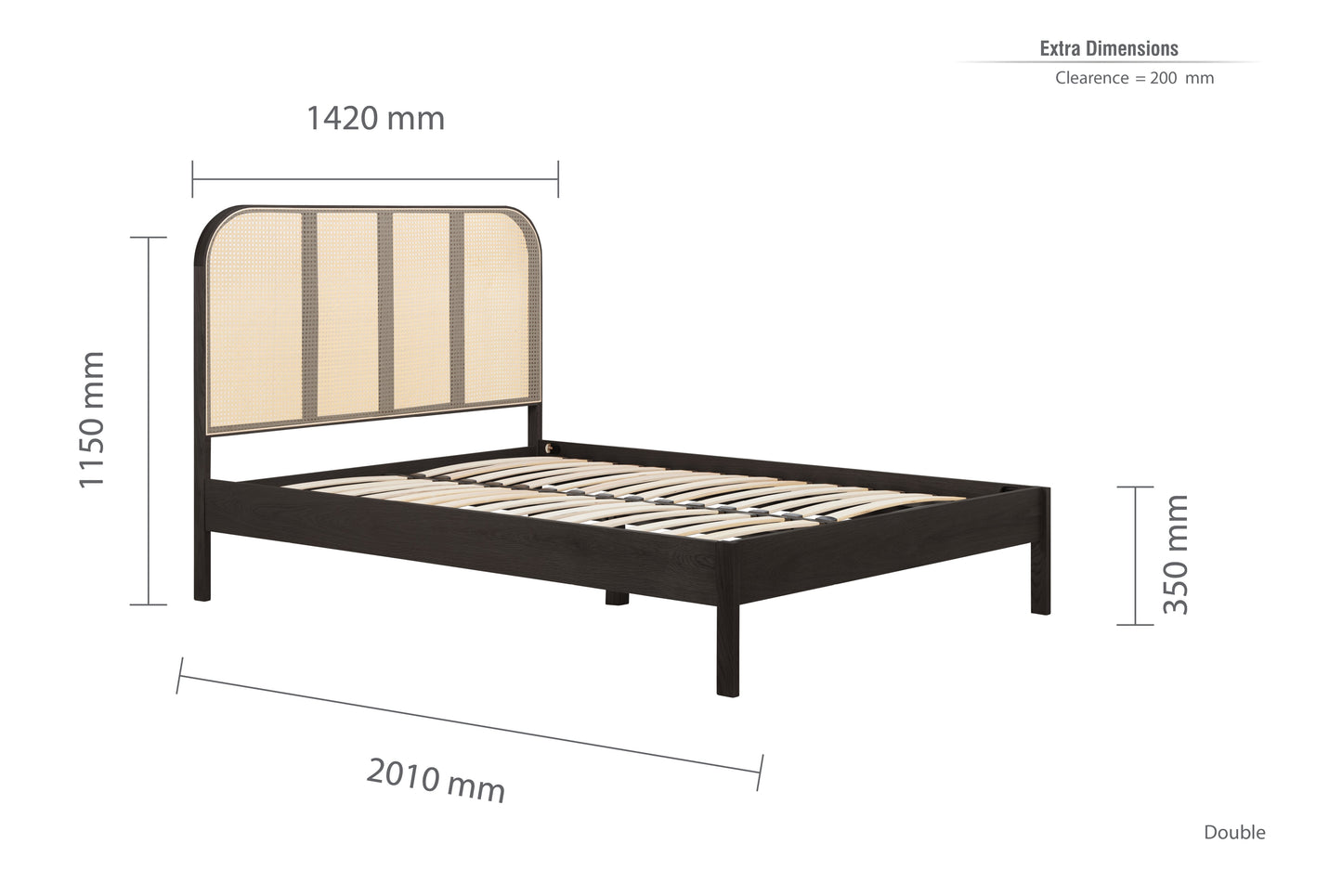 Margot Black Rattan Double Bed