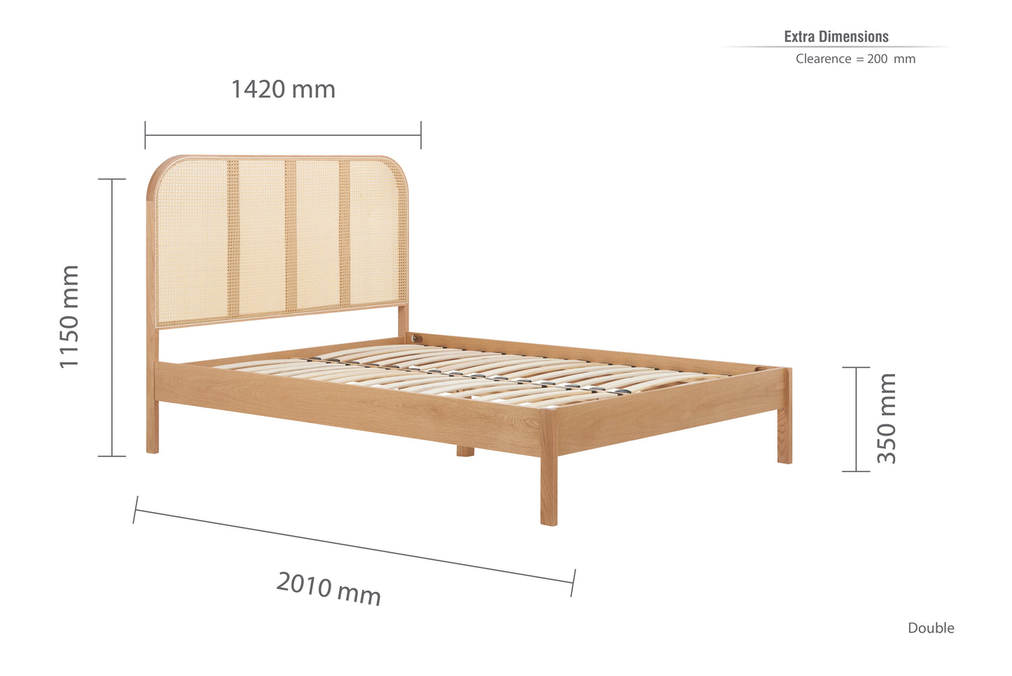 Margot Oak Rattan Double Bed