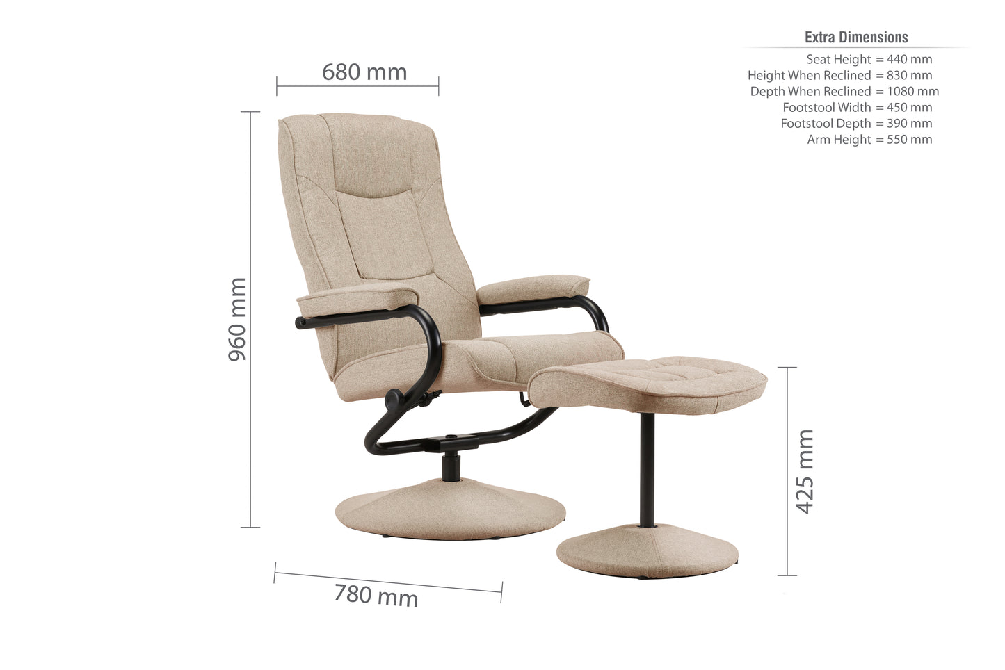Marazion Wheat Fabric Swivel Chair & Footstool