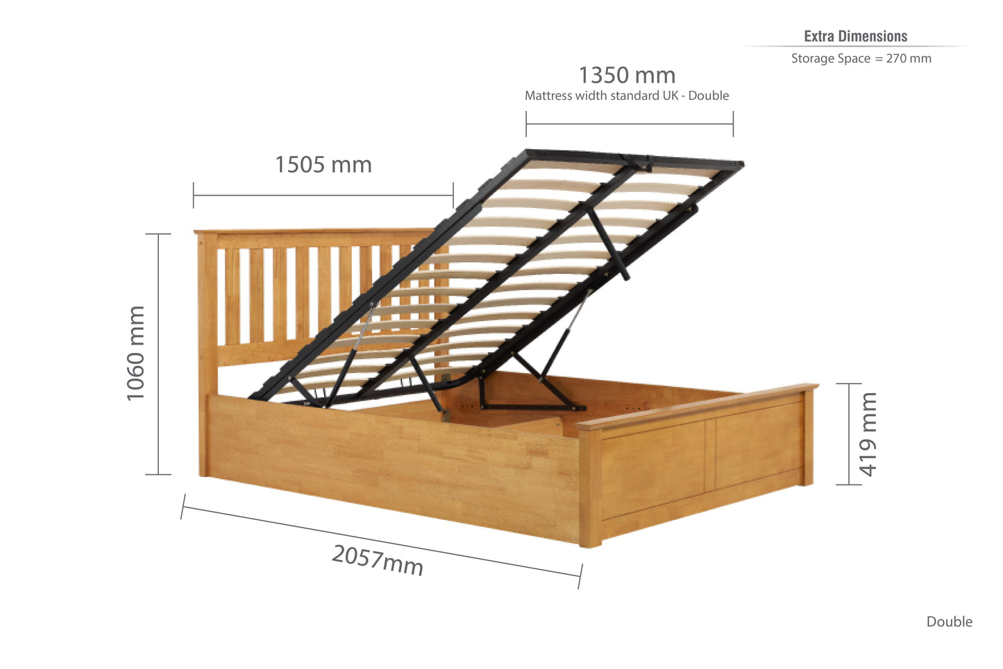 Pheonix Oak Ottoman Double Bed