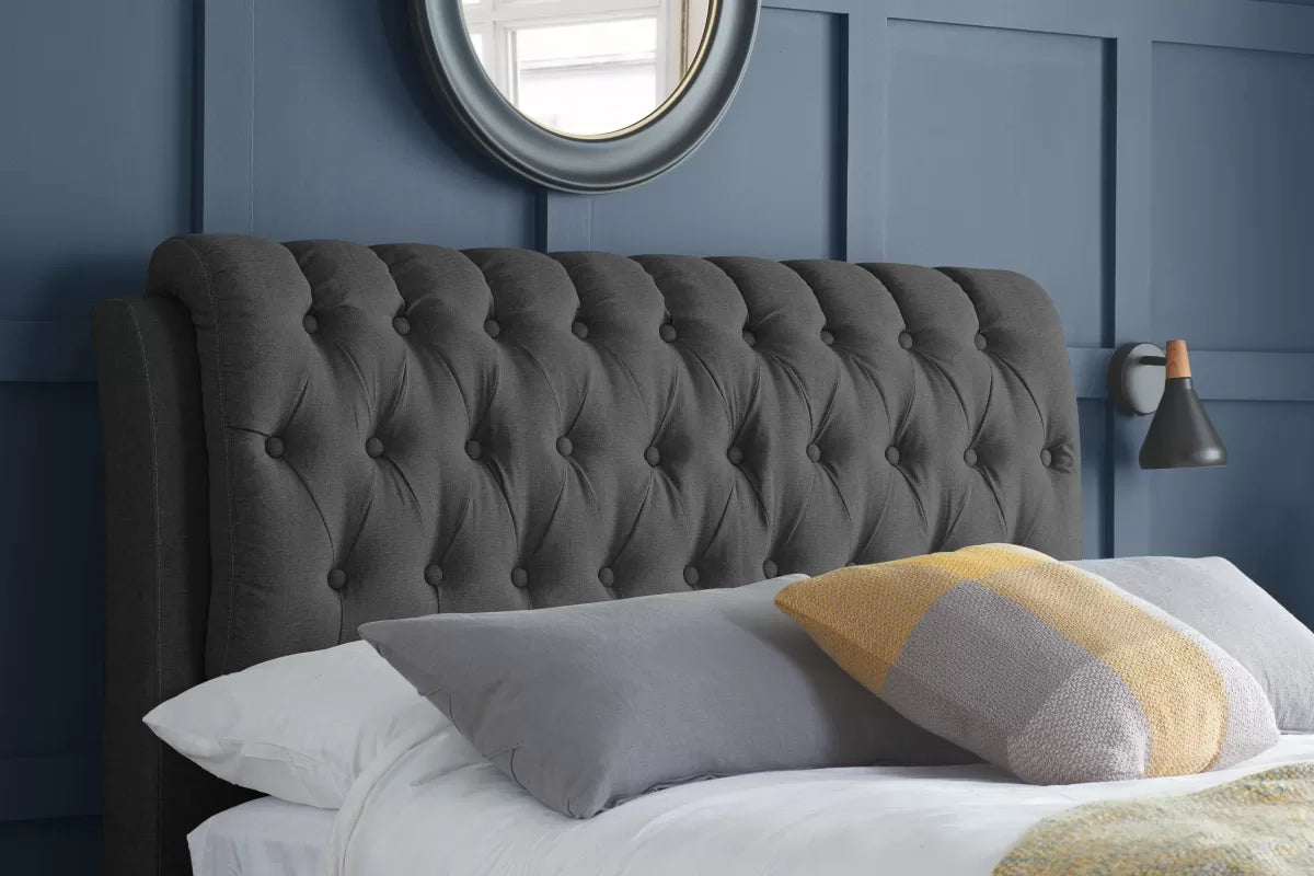 Valentino Charcoal Storage Double Bed