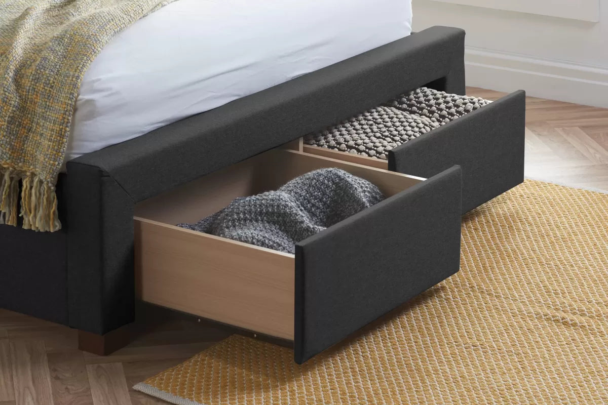Valentino Charcoal Storage Double Bed