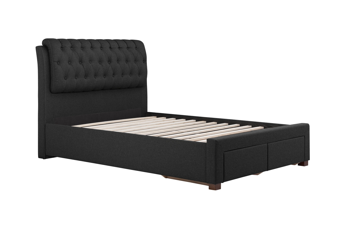 Valentino Charcoal Storage Double Bed