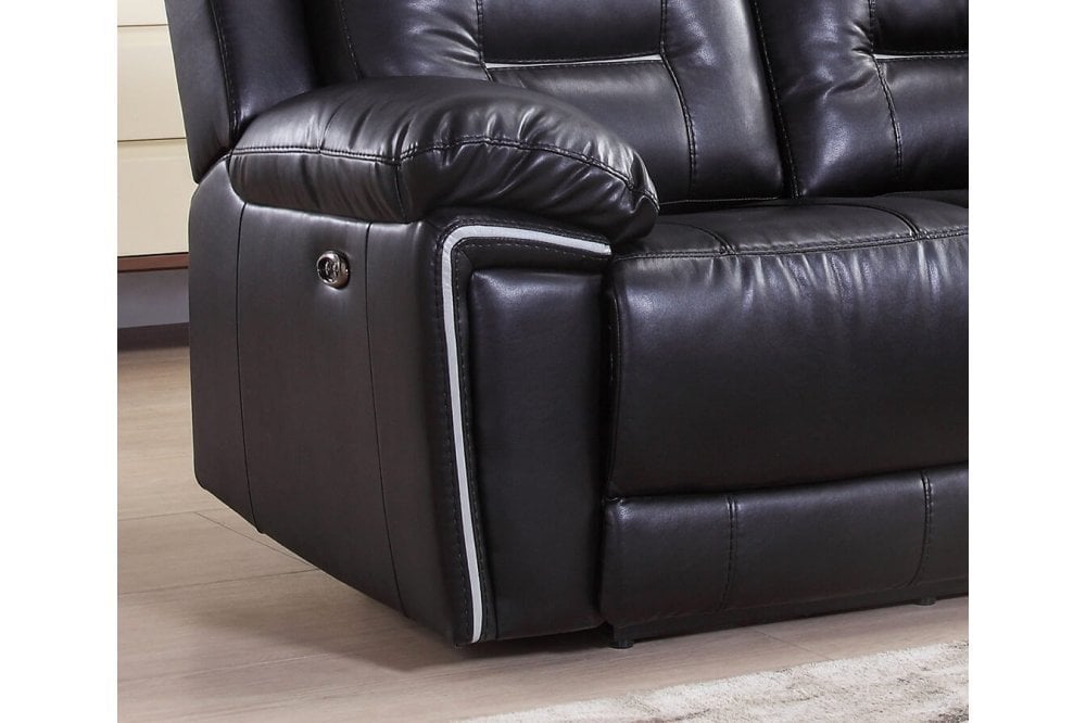 Henry Black Leather Electric Recliner 2 Seater Sofa