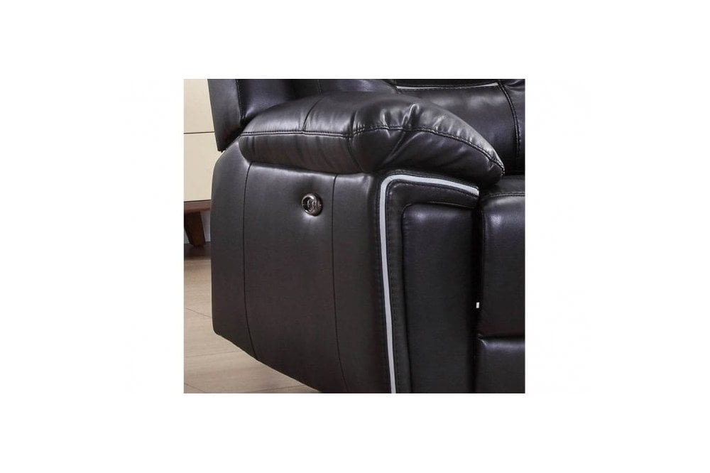Henry Black Leather Electric Recliner 3+2 Seater Sofa Set