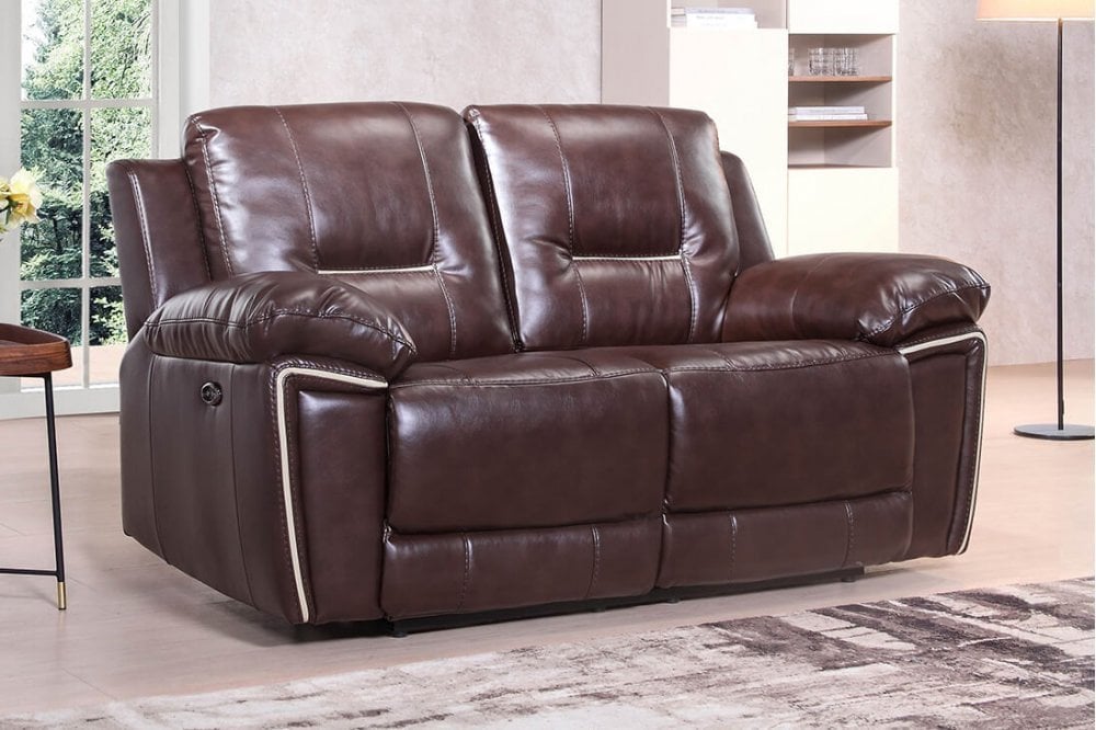Henry Brown Leather Electric Recliner 2 Seater Sofa