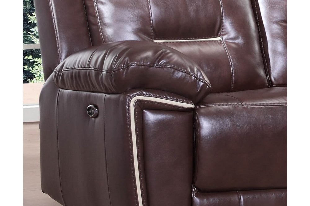 Henry Brown Leather Electric Recliner 2 Seater Sofa