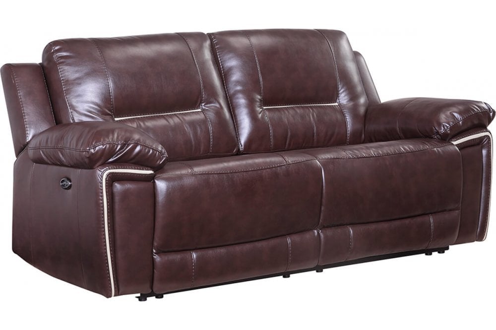 Henry Brown Leather Electric Recliner 3 Seater Sofa