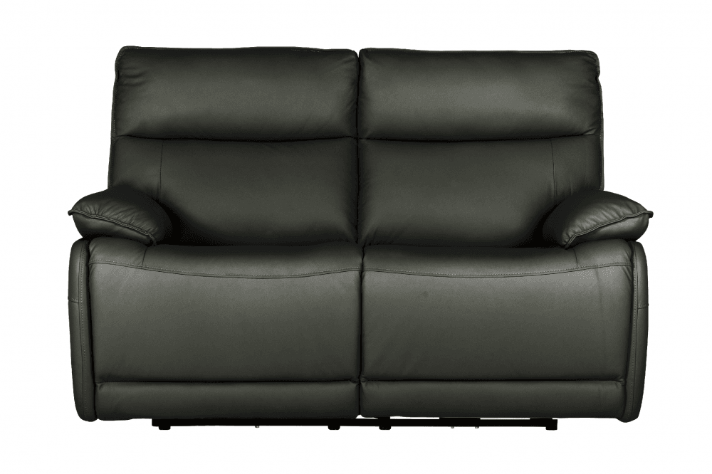 Turin Genuine Leather Grey Electric Power Recliner 2 Seater Sofa