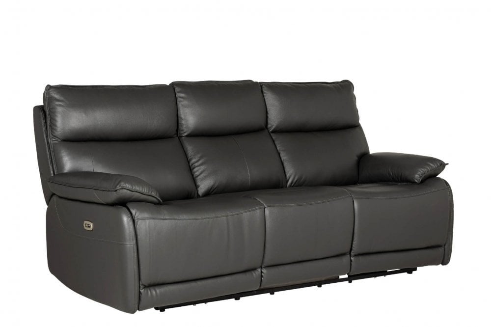 Turin Genuine Leather Grey Electric Power Recliner 3+2 Seater Sofa Set