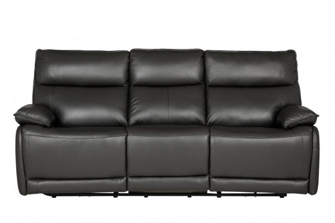 Turin Genuine Leather Grey Electric Power Recliner 3 Seater Sofa