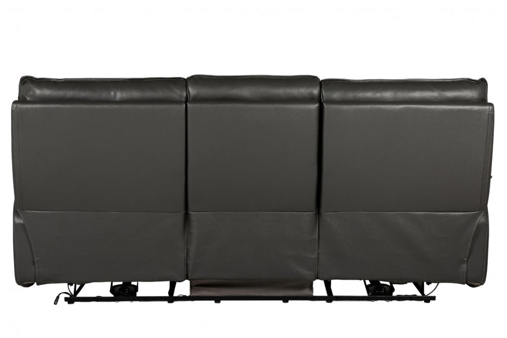 Turin Genuine Leather Grey Electric Power Recliner 3 Seater Sofa