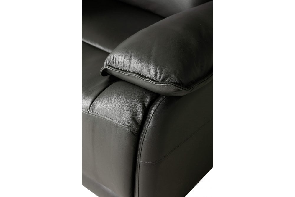Turin Genuine Leather Grey Electric Power Recliner 3 Seater Sofa