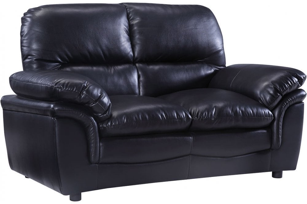 Ferona Black Leather 2 Seater Sofa