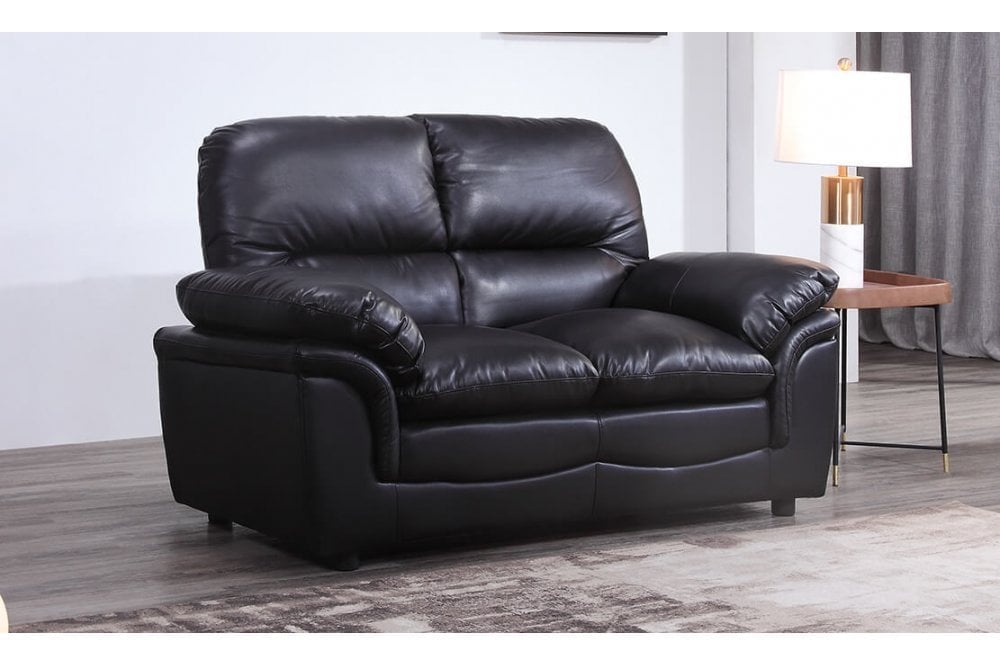 Ferona Black Leather 2 Seater Sofa