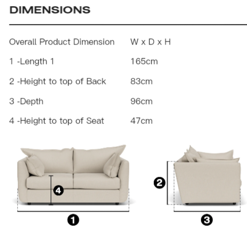 Premium Range : Dorchester Fabric High Back Cushions Large 2 + 2 Sofa Set