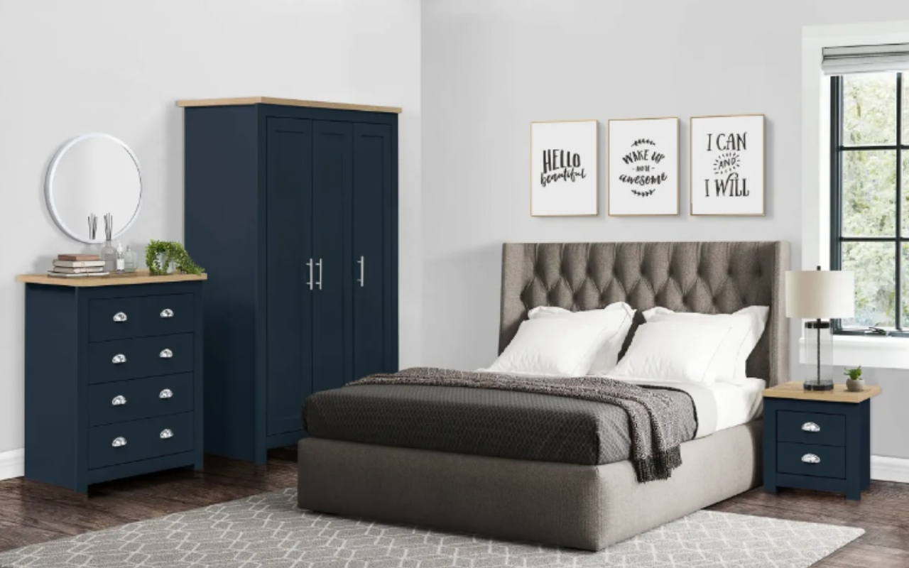 Highgate 3 Door Wardrobe + 4 Drawer Chest + 2 Drawer Bedside Set