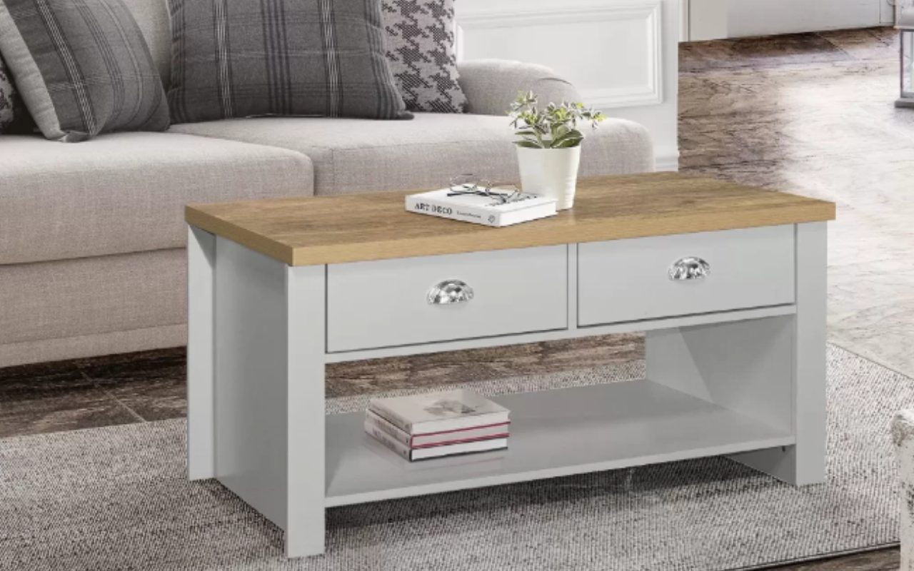 Highgate Living Room Set : Grey - MDP . Large TV Unit, 2 Drawer Coffee Table & 2 Drawer Console Table