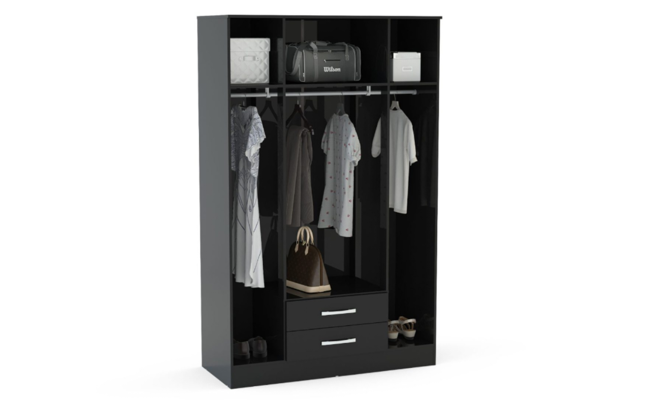 Lynx 4 Door 2 Drawer Wardrobe with Mirror + 5 Drawer Chest Set