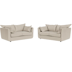 Dorchester Biege Fabric High Back Cushions Large 2 + 2 Sofa Set