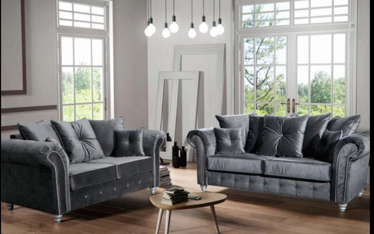 Olympia Grey Fabric 3 + 2 Seater Sofa Set