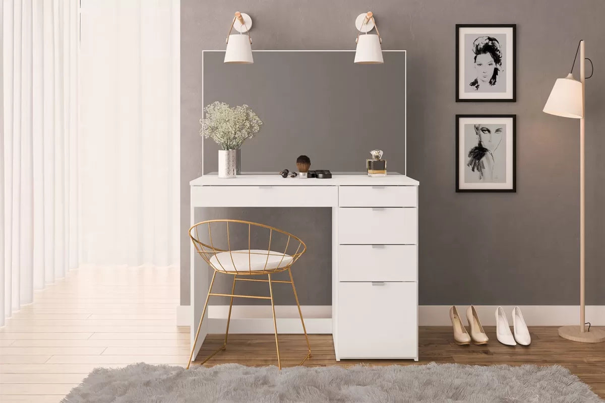 Ava White 5 Drawer Dressing Table