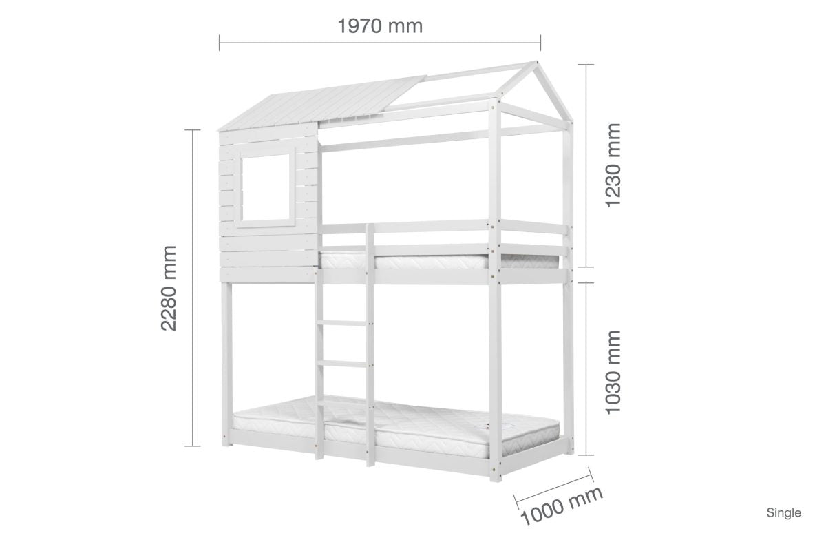 Adventure White Bunk Bed + 2 Single Air Mattresses