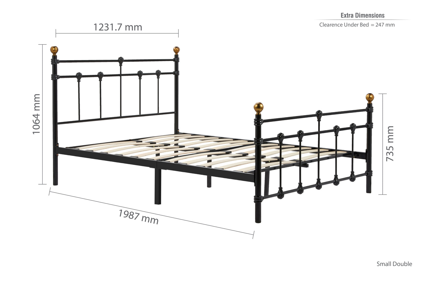 120cm Atlas Bed Black