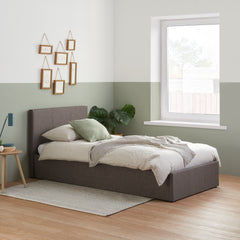 Bonn Berlin Ottoman Grey Fabric Single Bed