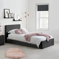 Bonn Berlin Ottoman Black Crushed Velvet Single Bed