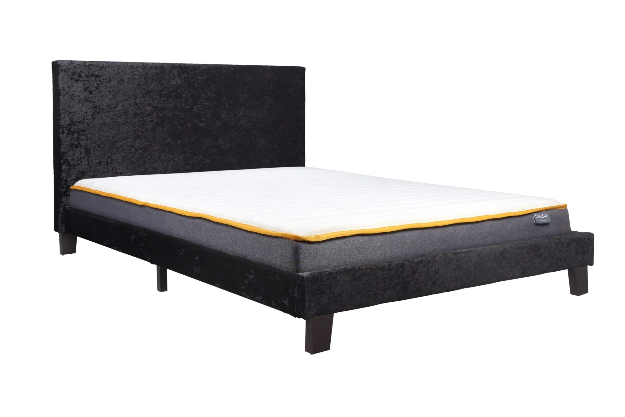 Bonn Berlin Black Curshed Velvet Small Double Bed