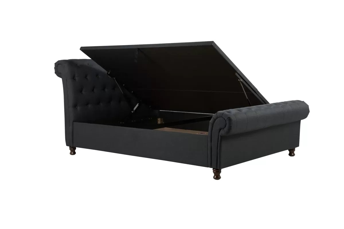 Castello Charcoal  Side Ottoman King  Bed