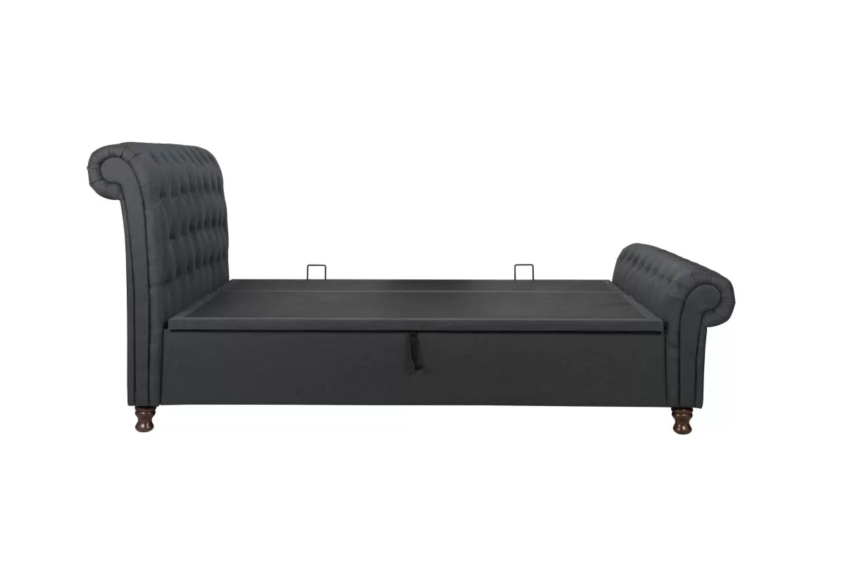 Castello Charcoal Side Ottoman Double  Bed