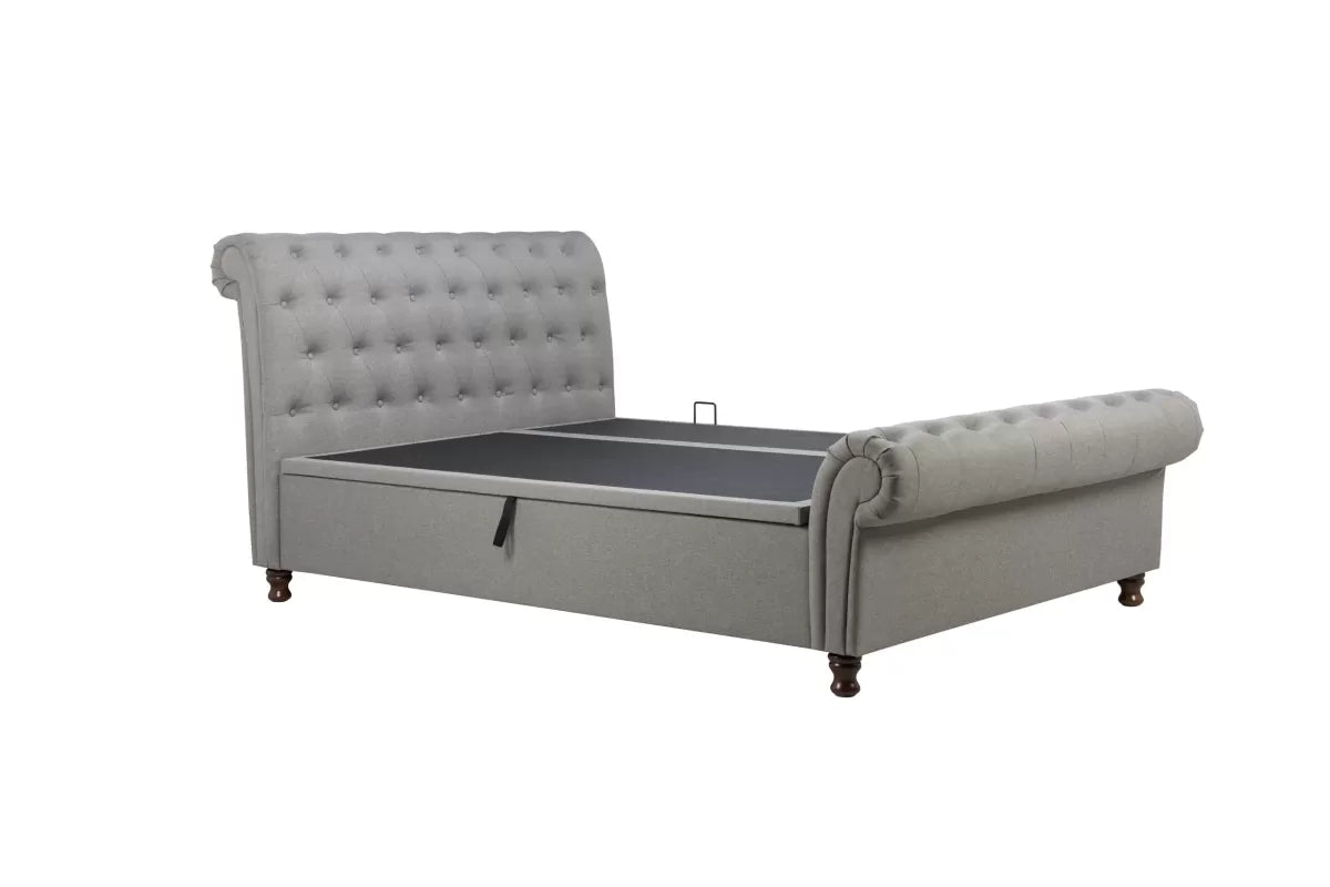 Castello Grey Side Ottoman Double Bed