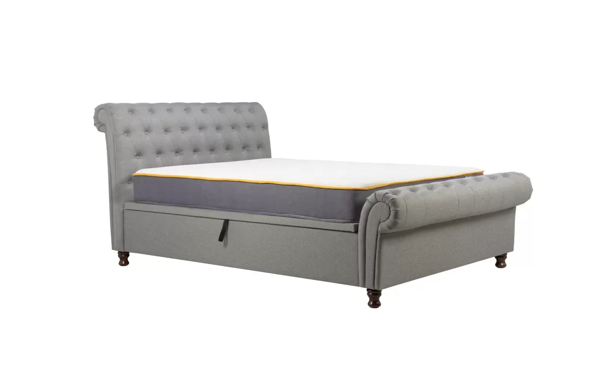 Castello Grey Side Ottoman Double Bed