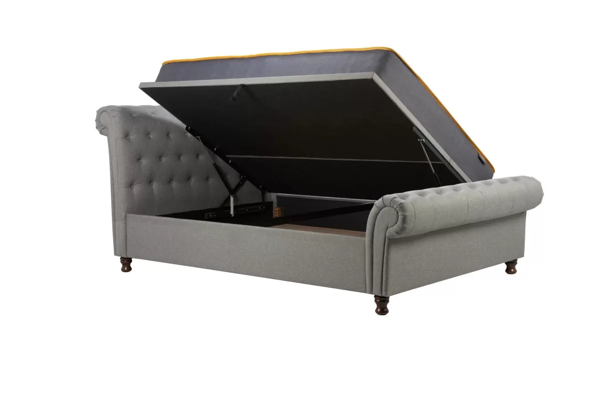 Castello Grey Side Ottoman Double Bed