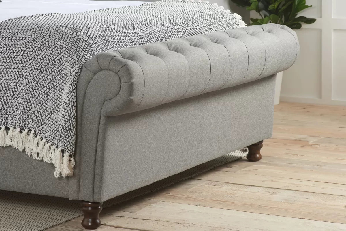 Castello Grey Side Ottoman Double Bed