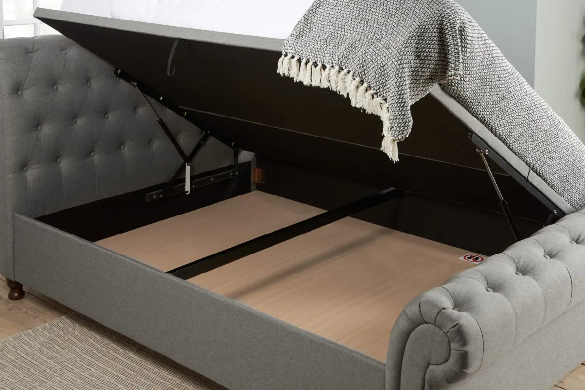 Castello Grey Side Ottoman Double Bed